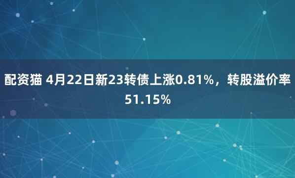 配资猫 4月22日新23转债上涨0.81%,转股溢价率51.15%