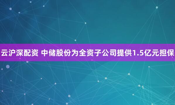 云沪深配资 中储股份为全资子公司提供1.5亿元担保