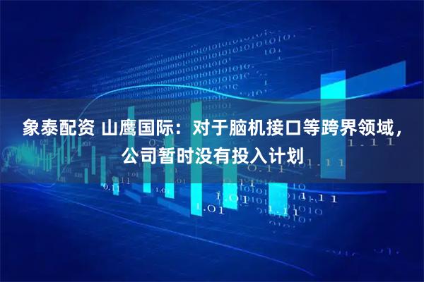 象泰配资 山鹰国际：对于脑机接口等跨界领域，公司暂时没有投入计划