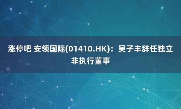 涨停吧 安领国际(01410.HK)：吴子丰辞任独立非执行董事